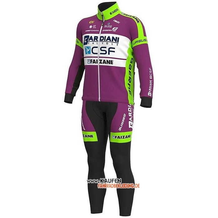 Bardiani Csf Langarmtrikot 2020 und Lange Tragerhose Volett Grun